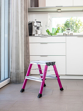 KRAUSE Rolly schodki jezdne dwustronne składane 2x2 różowe